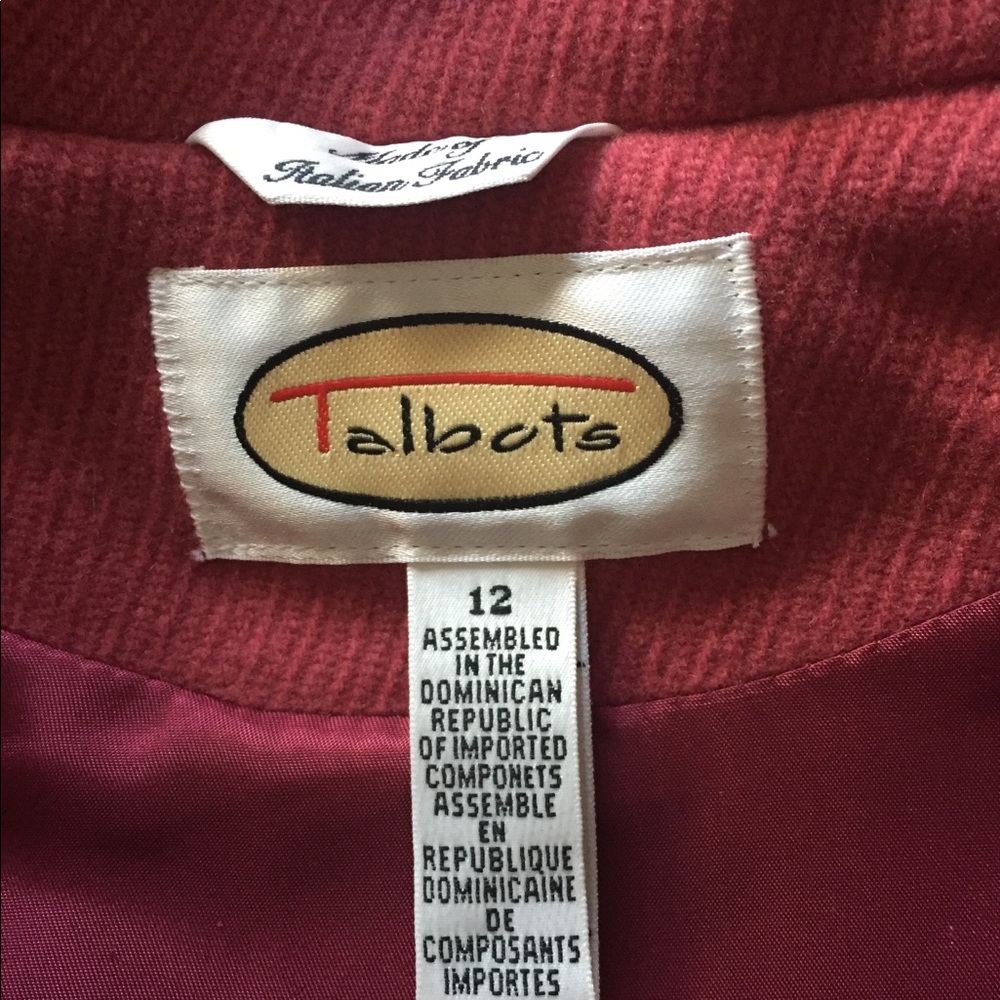 Nwot Talbots Toggle Button, Mauve Wool Blend Coat - image 4